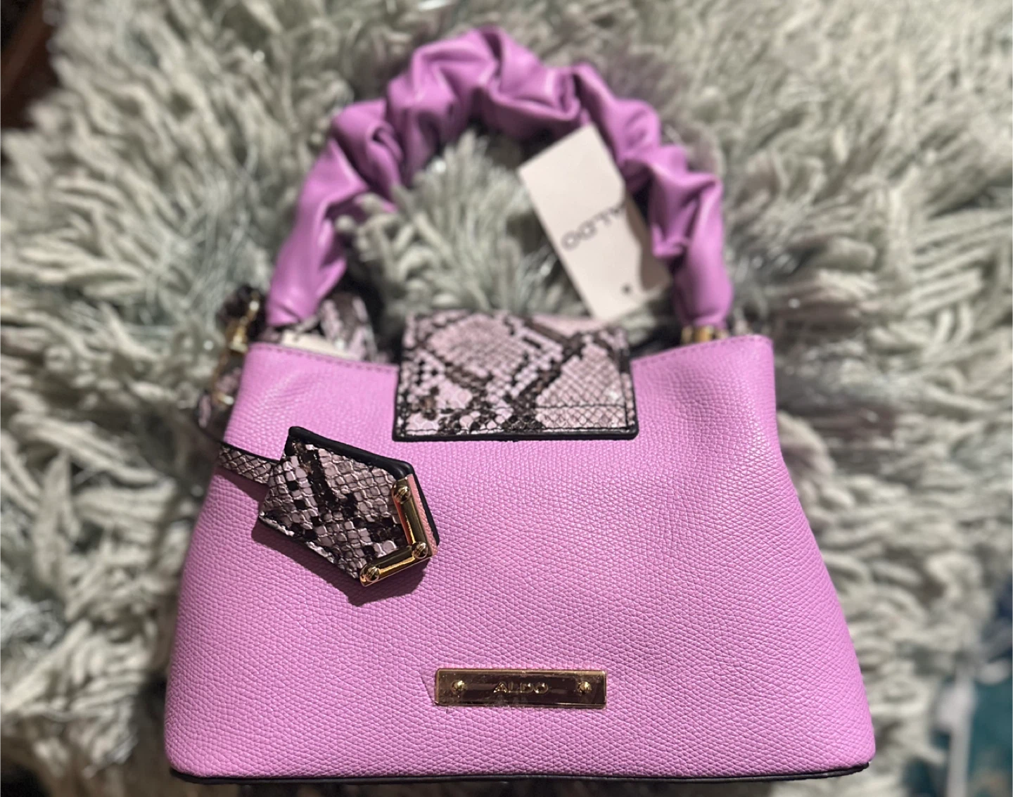 ALDO Top Handle Bag - Lavender, Snake Print - photo 4