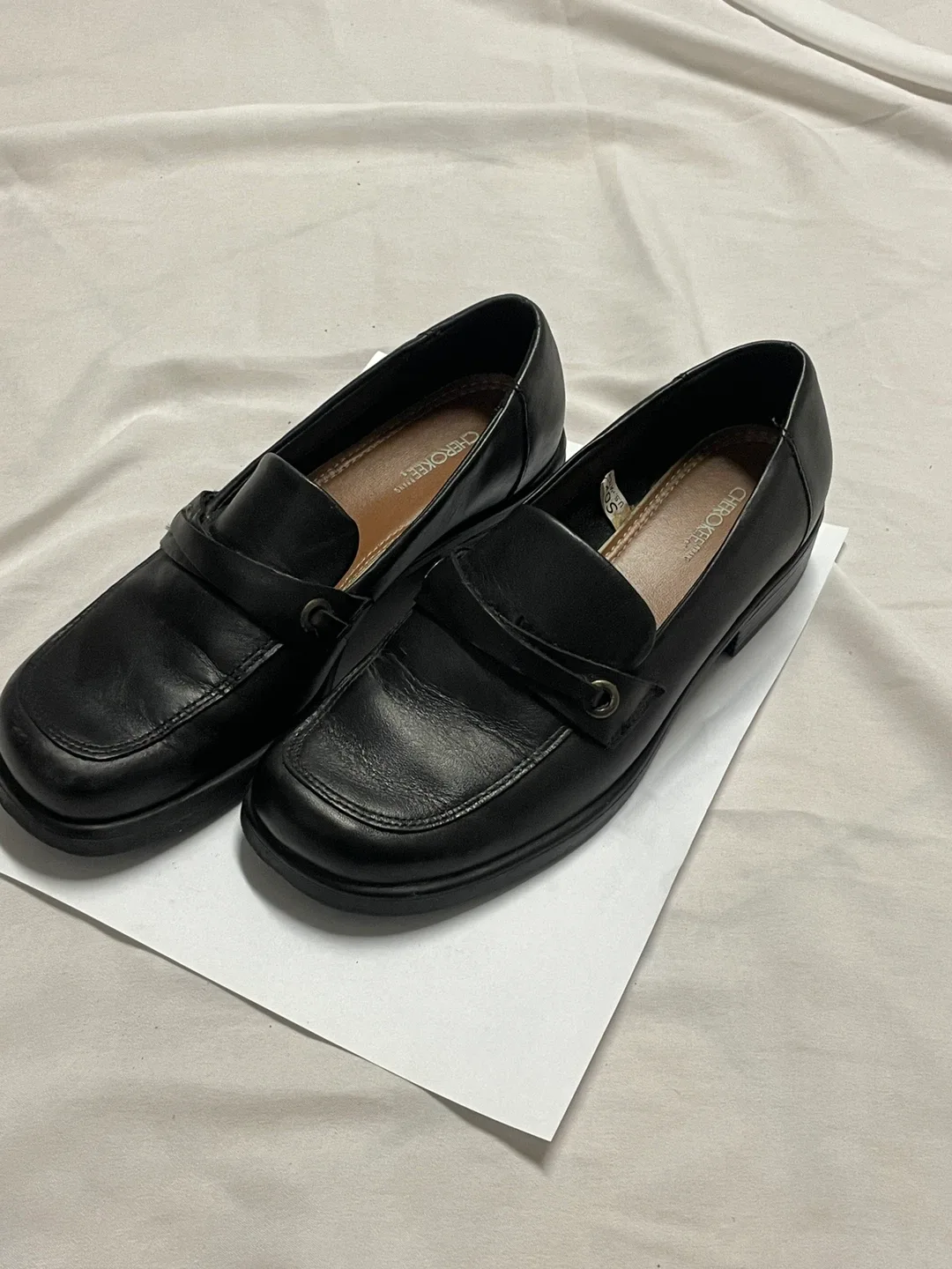 Cherokee Bonita Black Leather Loafers - Size 7.5