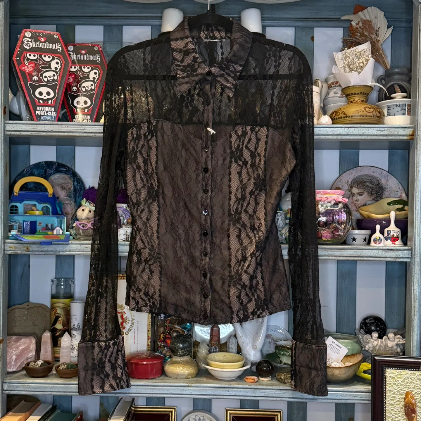 Black Lace Long Sleeve Blouse