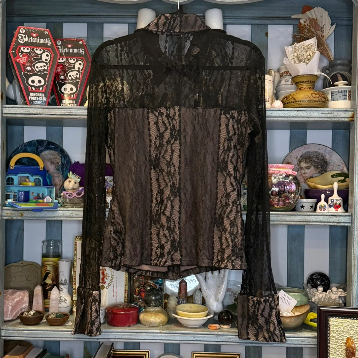 Black Lace Long Sleeve Blouse image indicator(2)