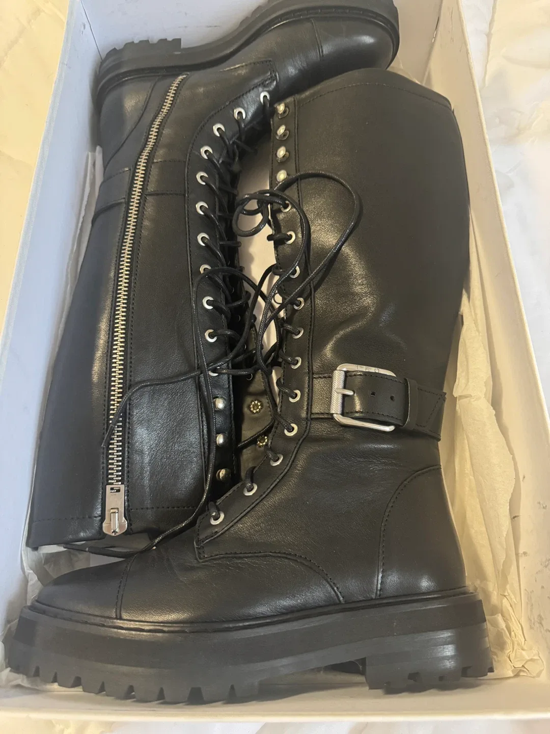 Iro Paris Black Leather Boots Size 38