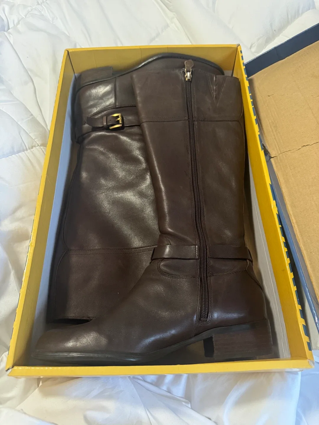 Cole Haan Brown Leather Riding Boots Size 8.5 image indicator(2)