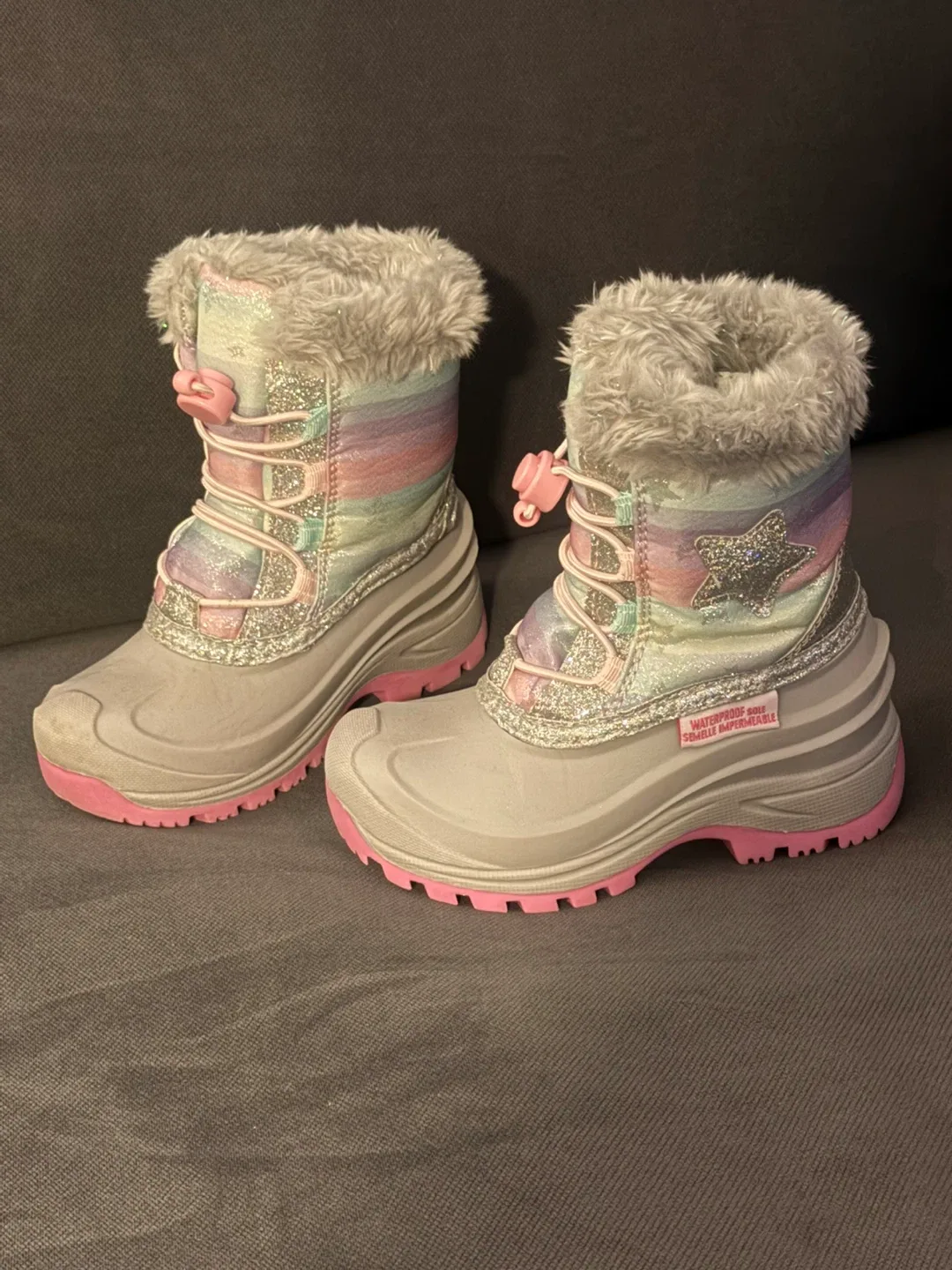 Girl's Rainbow Winter Boots, Size 11