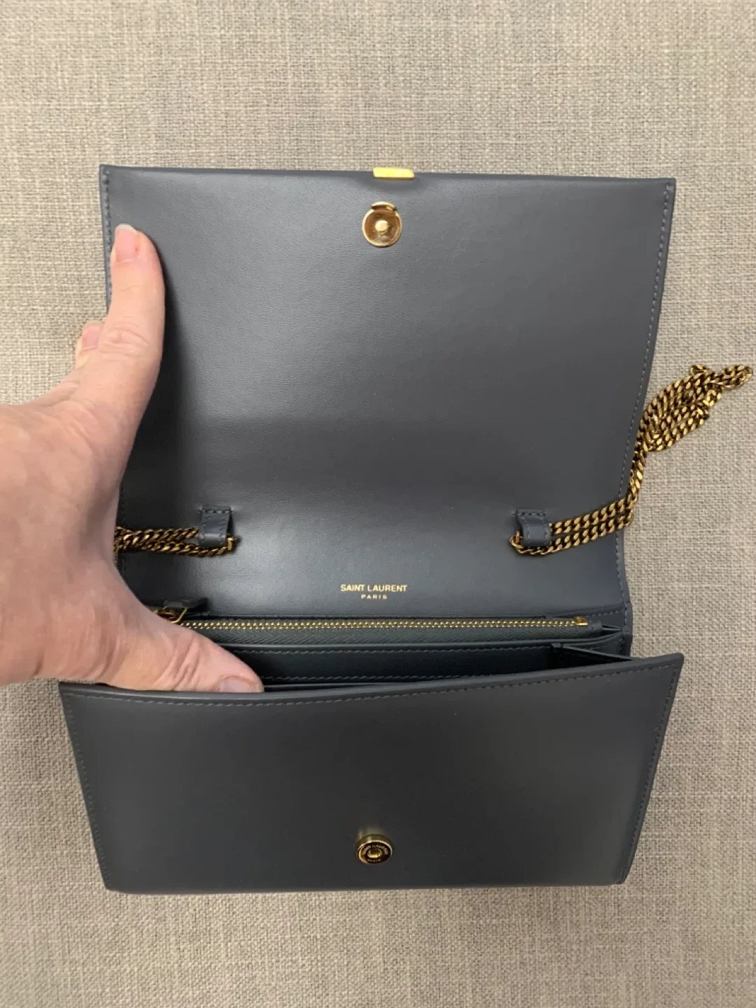 Saint Laurent WOC Wallet on Chain - Grey image indicator(2)