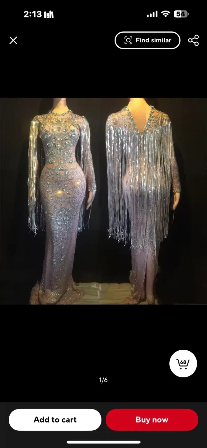 Sequin Fringe Evening Gown in 4 Colours Brand New On sale Now image indicator(10)