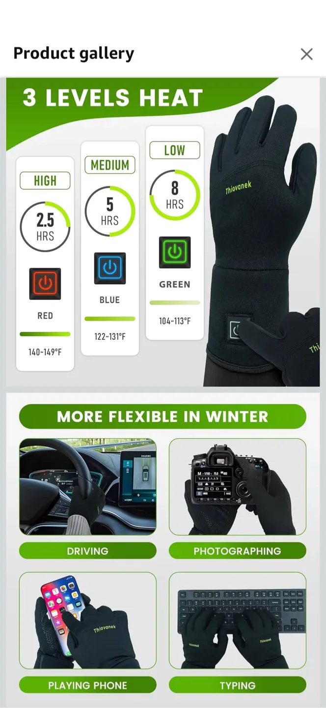 Brand new Thiovaneck Heated Glove Liners - Size L image indicator(3)