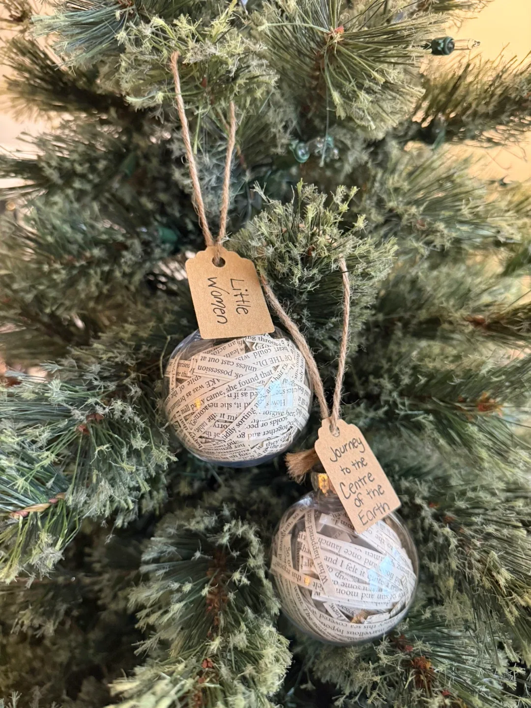Book Pages Ornaments x2