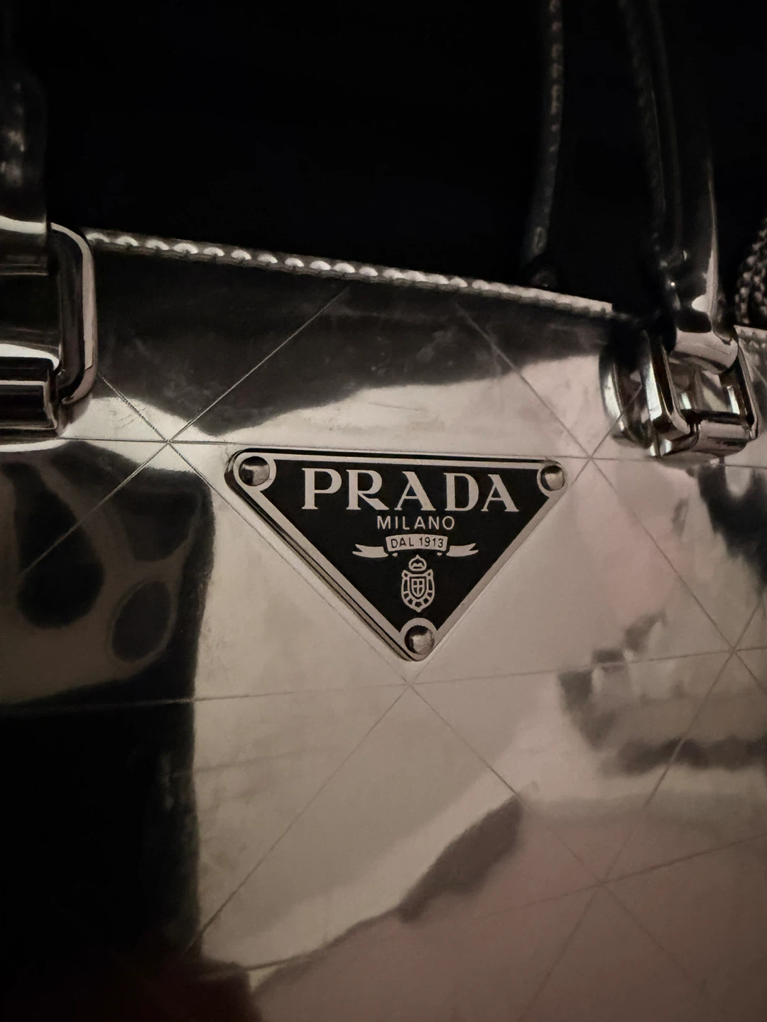 Prada Enamled Metal Triangle Top Handle Bag - photo 3
