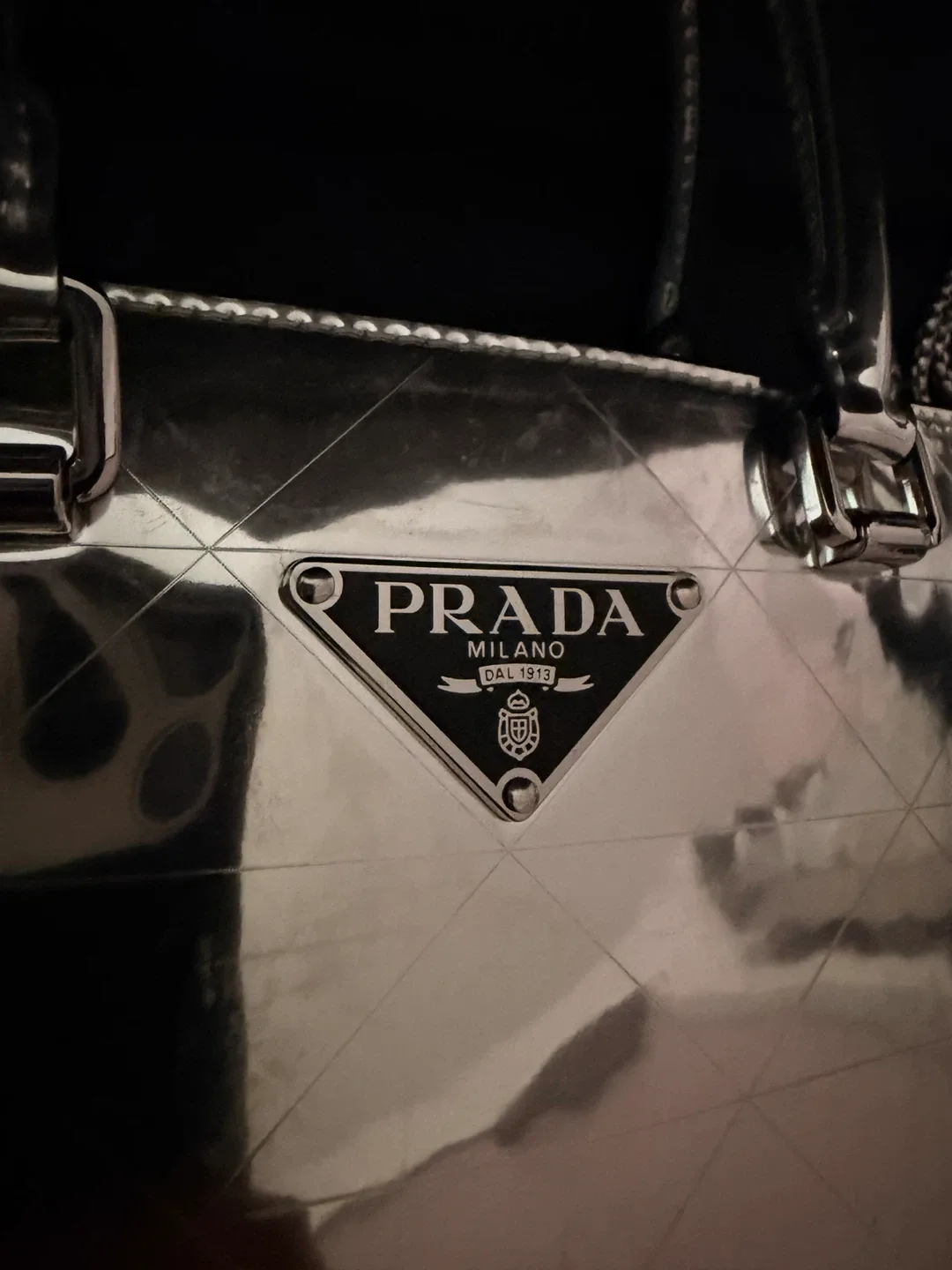 Prada Enamled Metal Triangle Top Handle Bag image indicator(3)