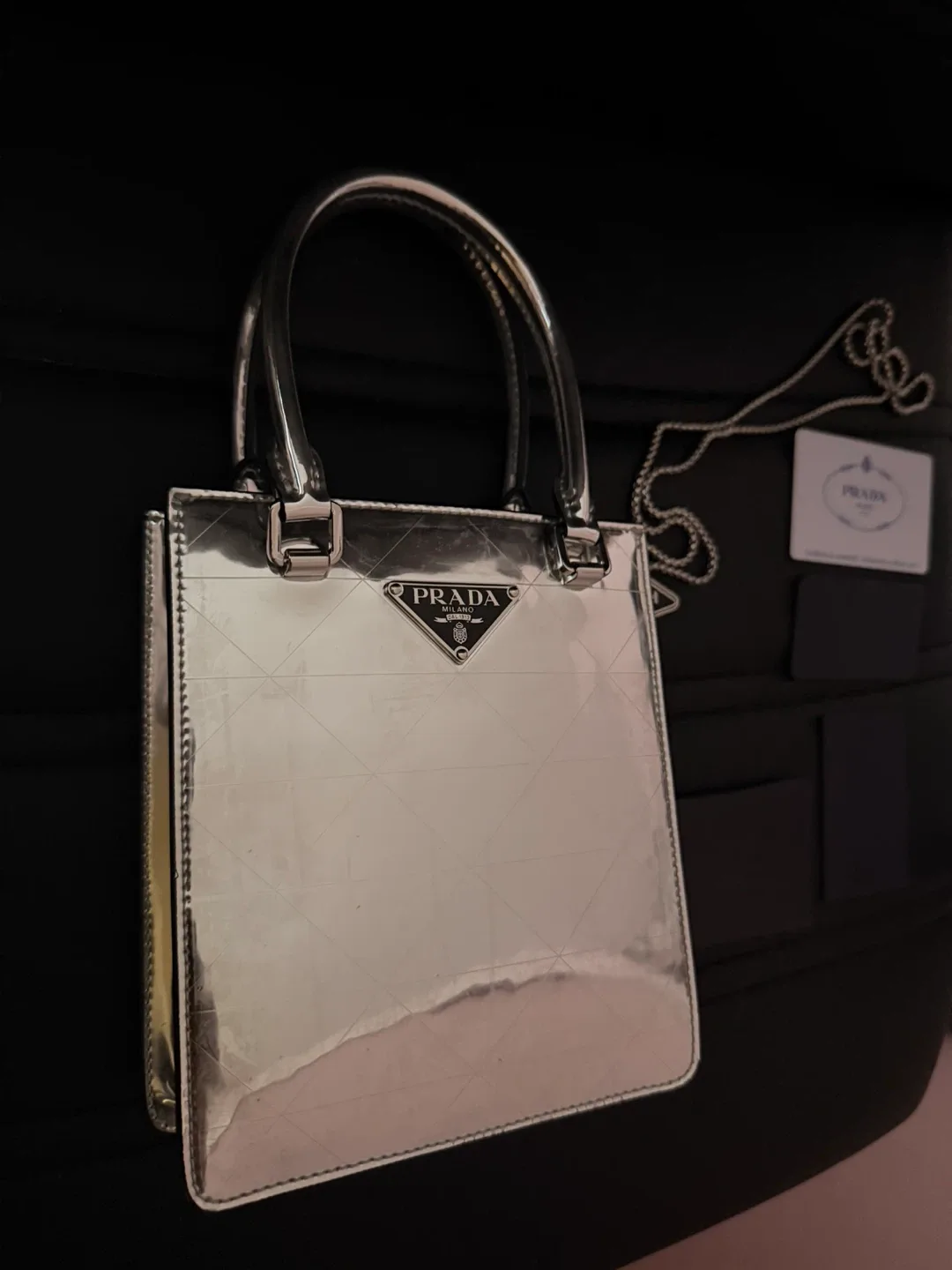 Prada Enamled Metal Triangle Top Handle Bag image indicator(2)