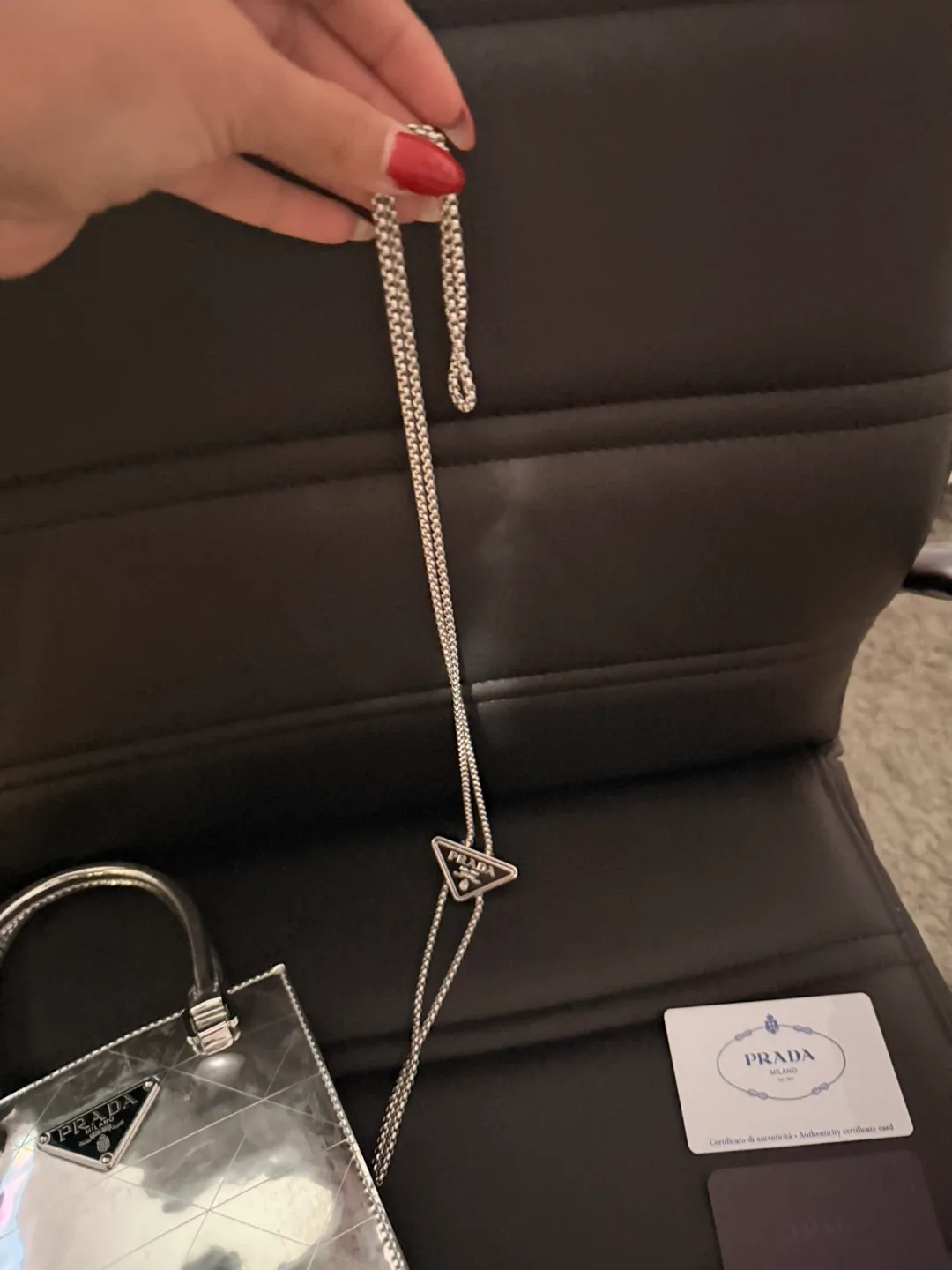 Prada Enamled Metal Triangle Top Handle Bag image indicator(4)