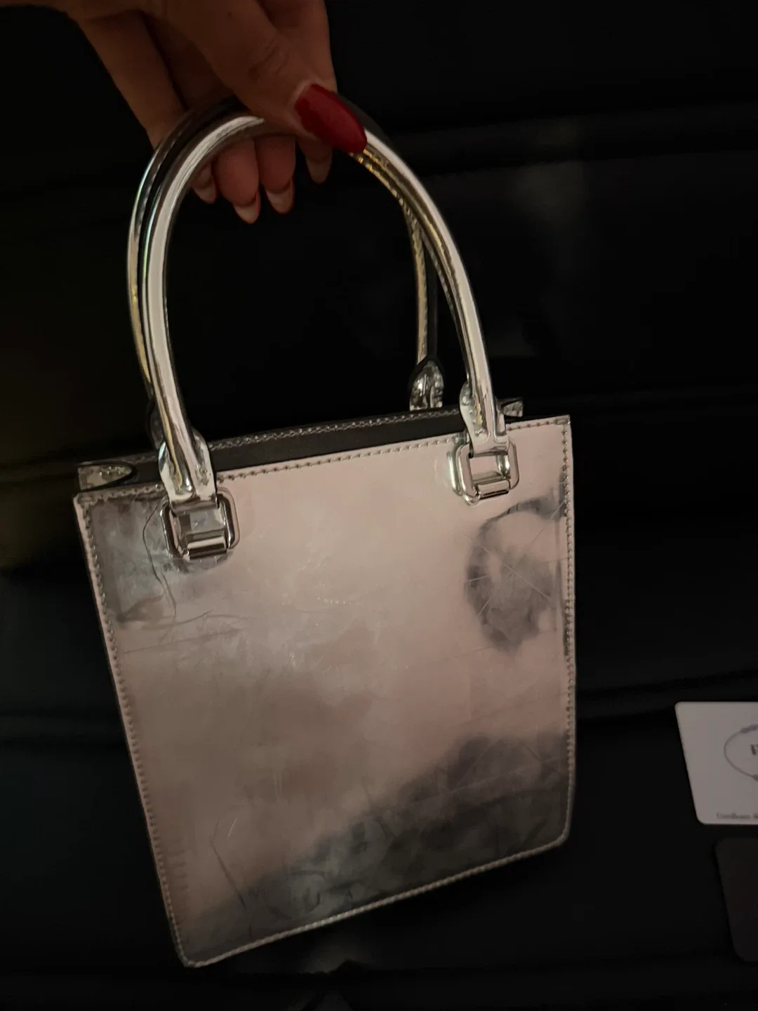 Prada Enamled Metal Triangle Top Handle Bag image indicator(5)