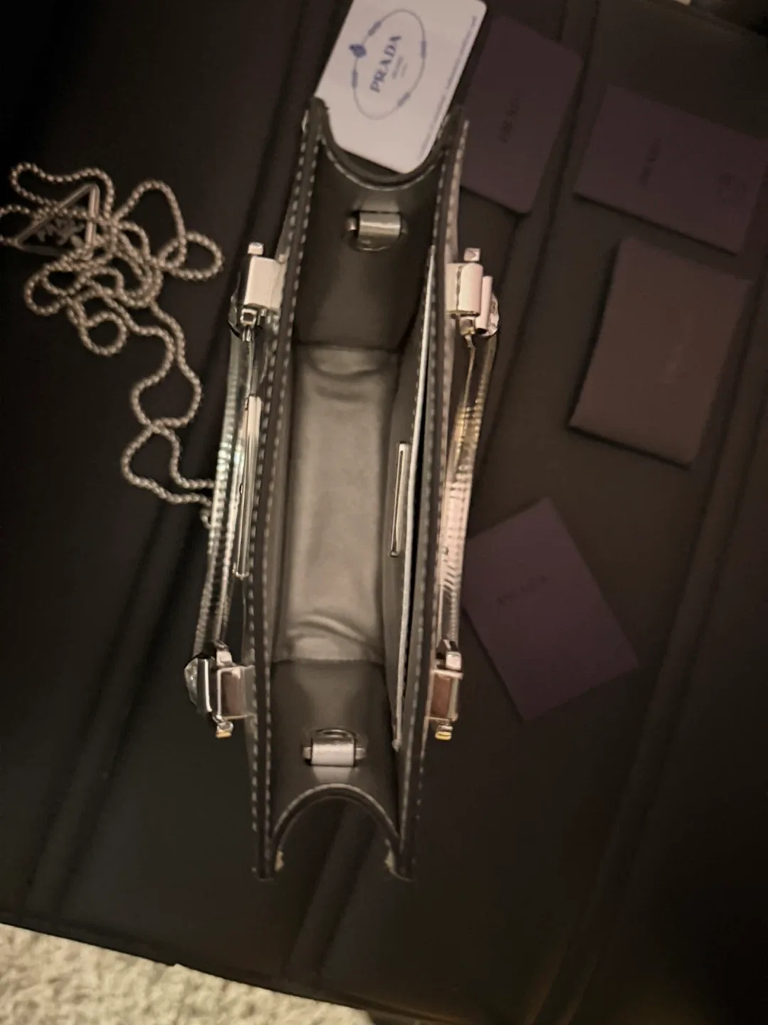 Prada Enamled Metal Triangle Top Handle Bag image indicator(6)