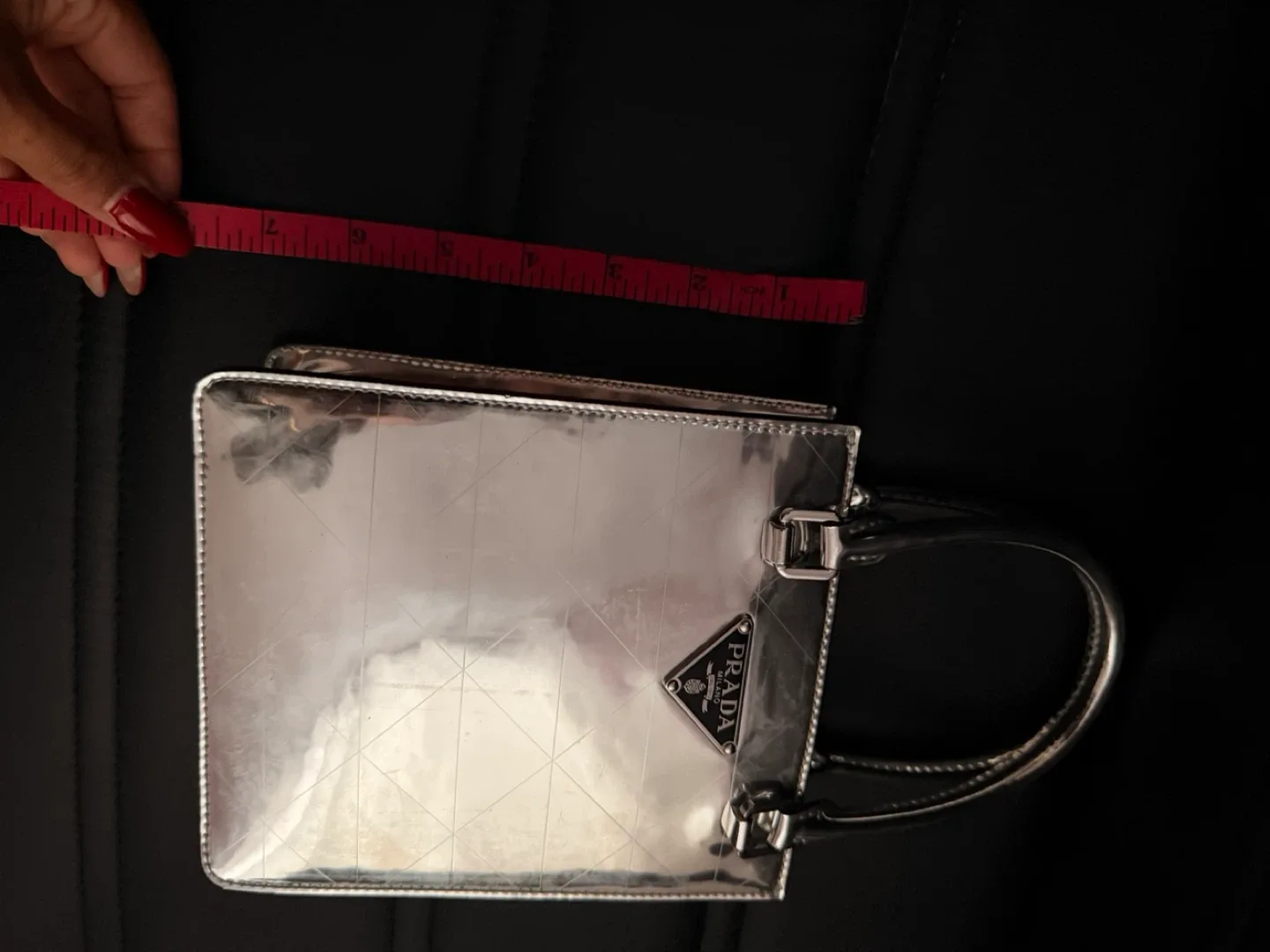 Prada Enamled Metal Triangle Top Handle Bag image indicator(9)