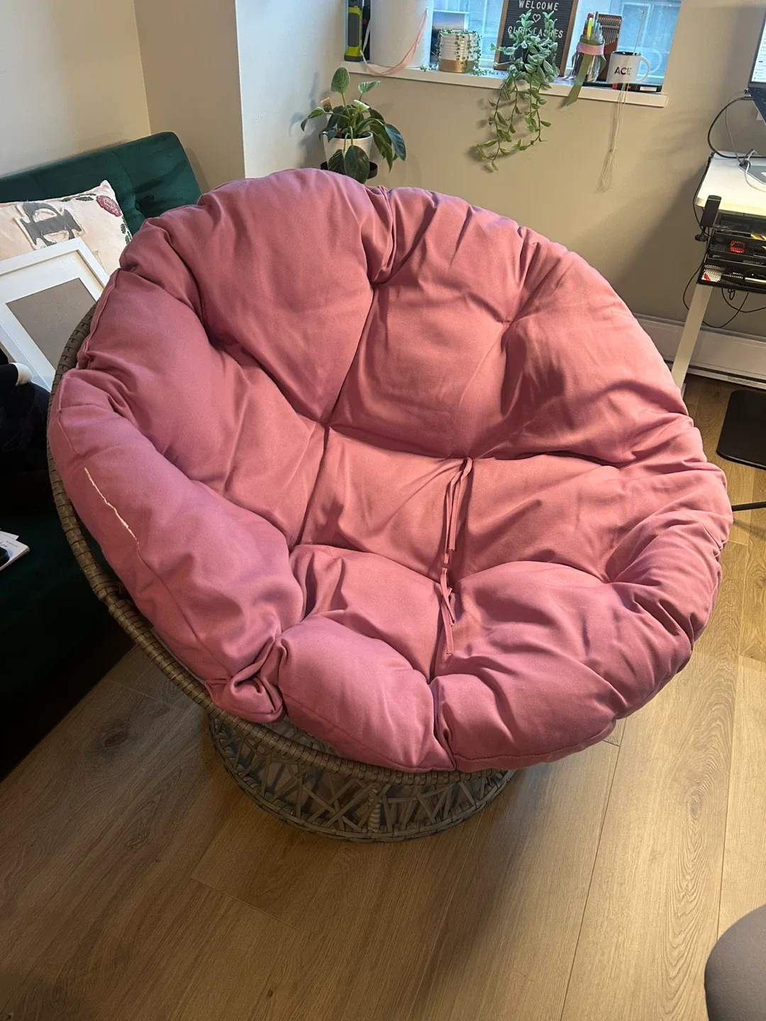 Papasan Chair with Purple Cushion image indicator(2)
