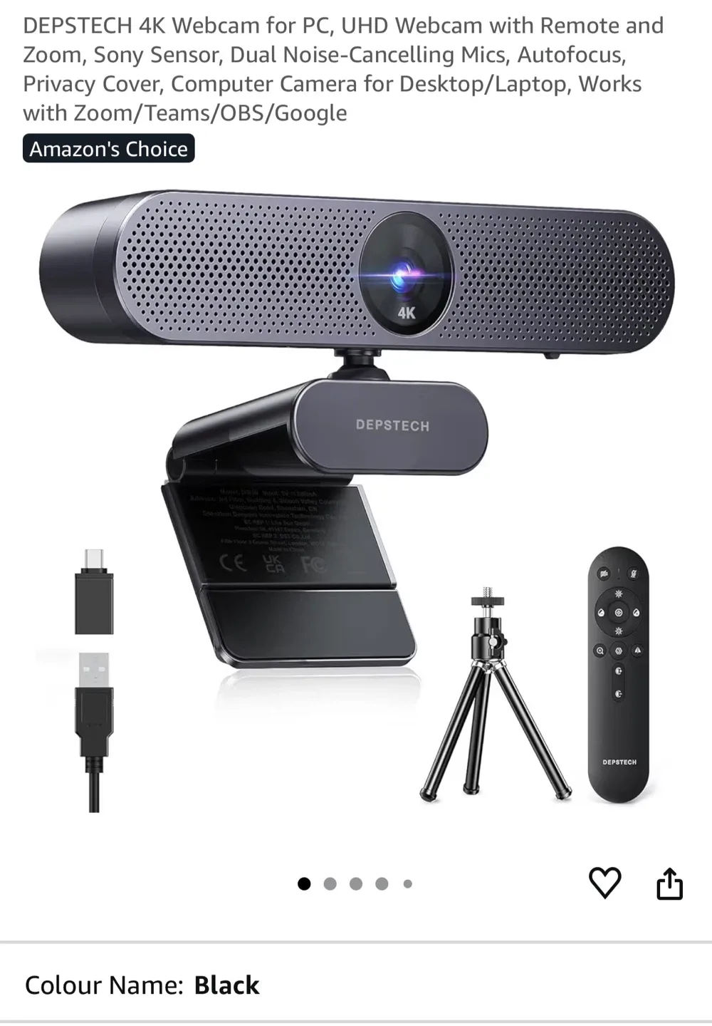DEPSTECH 4K Webcam with Remote