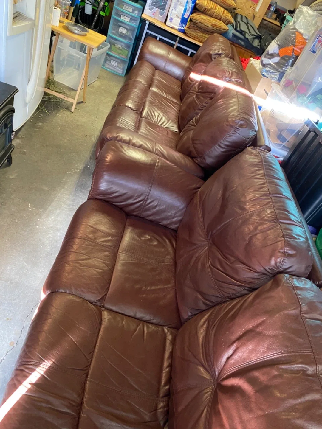 Used leather recliner couch and love seat image indicator(2)