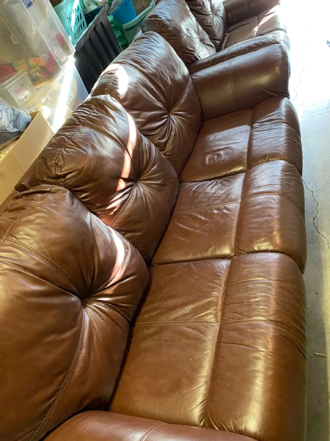 Used leather recliner couch and love seat image indicator(8)