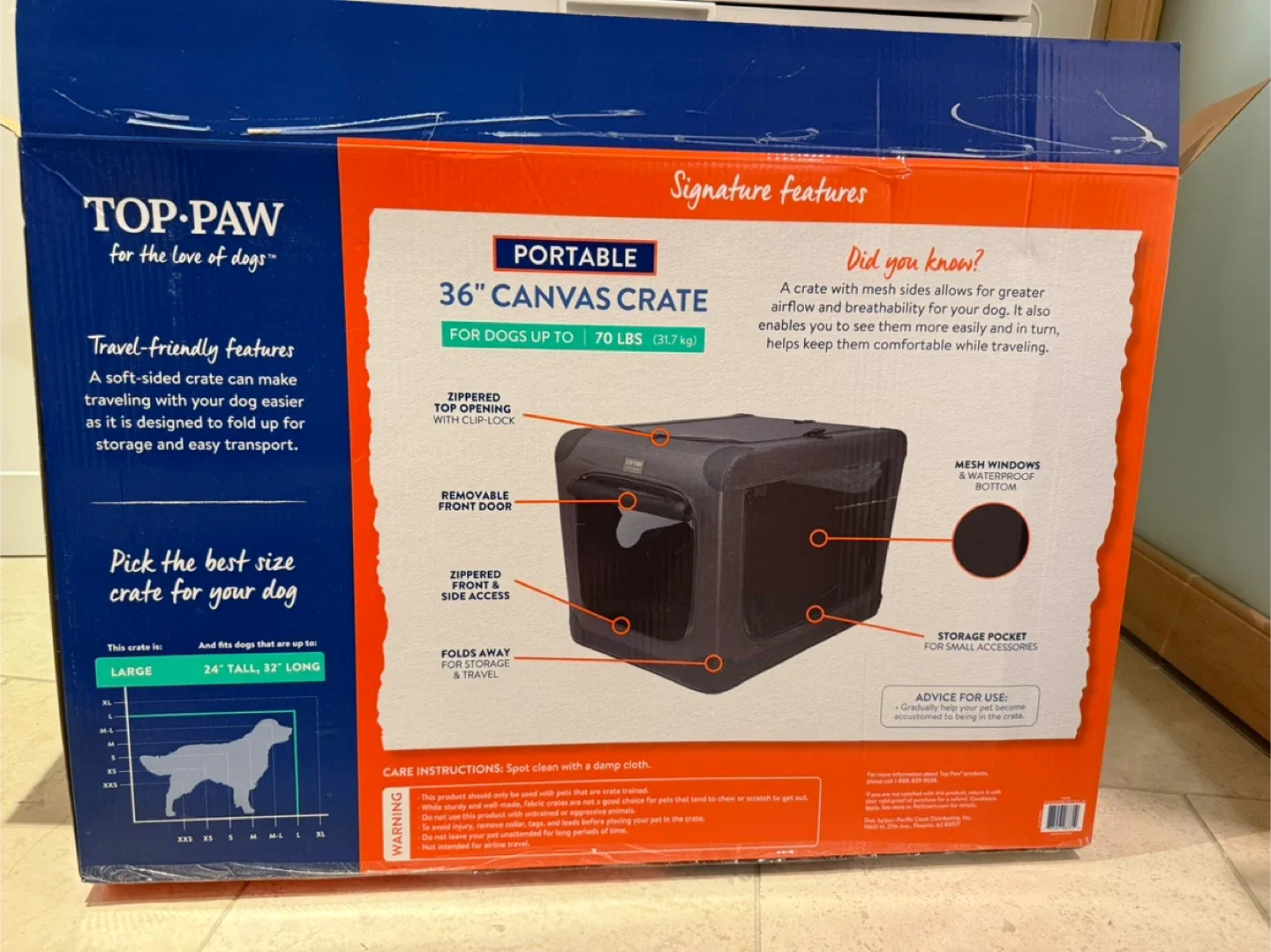 TOP-PAW 36" Canvas Crate for Dogs image indicator(2)