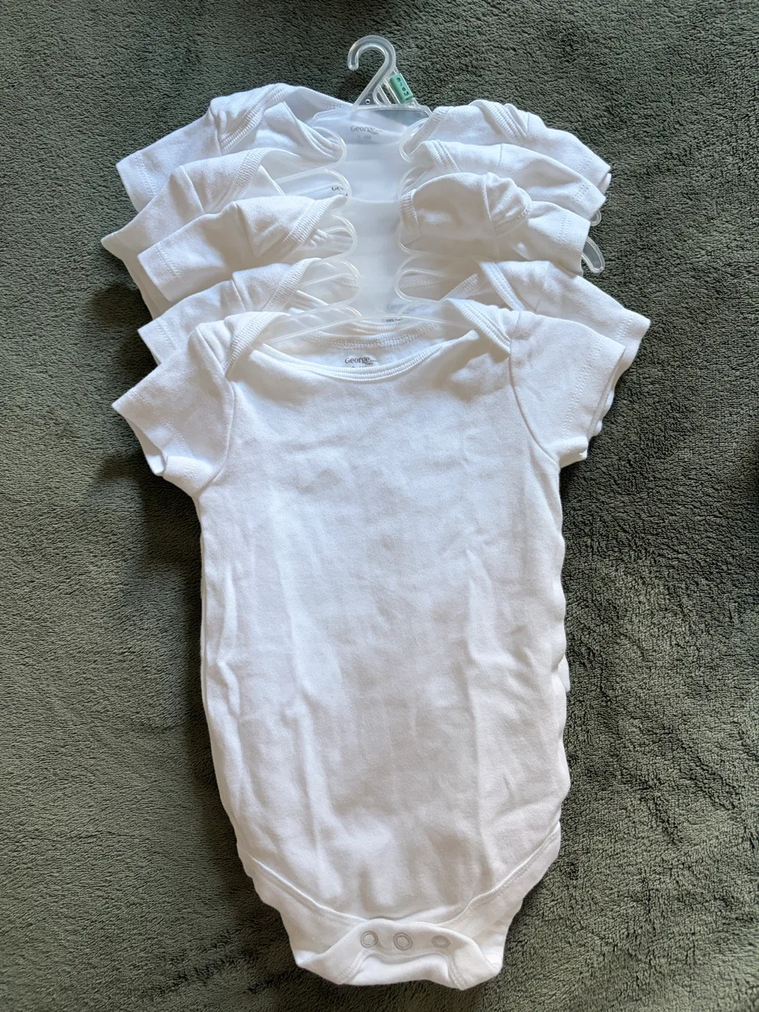 George 3-6M White Cotton Bodysuits - 5 Pack