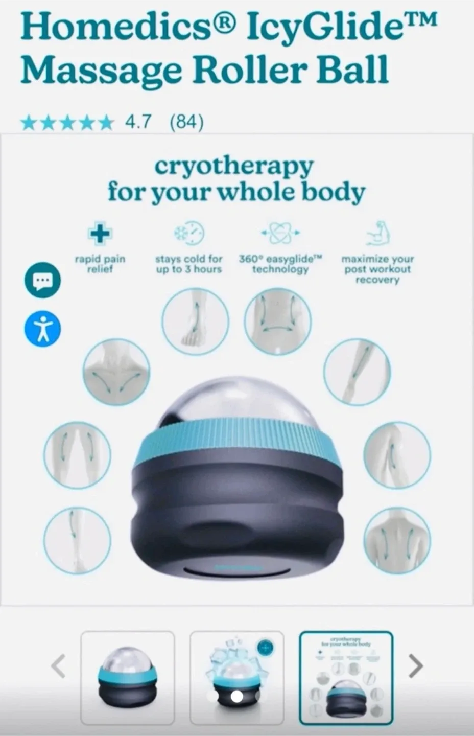 Brand new in box Homedics IcyGlide Massage Roller Ball