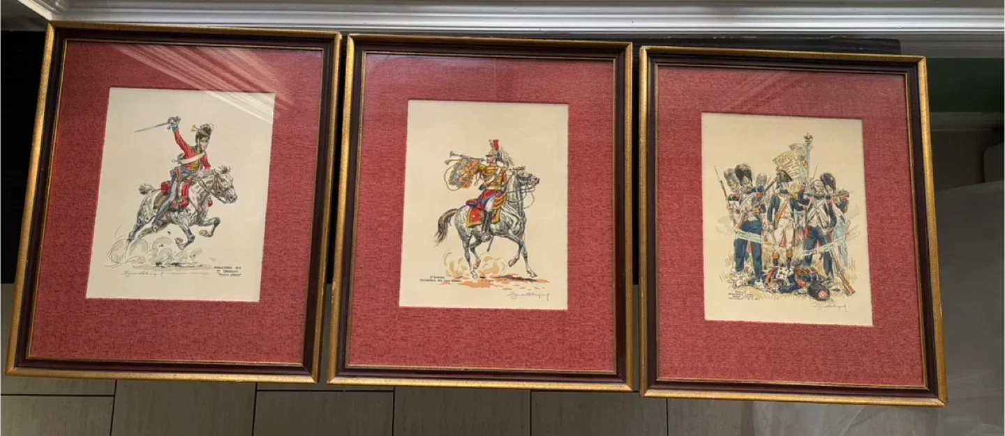 Framed Military Art Prints - Set of 3