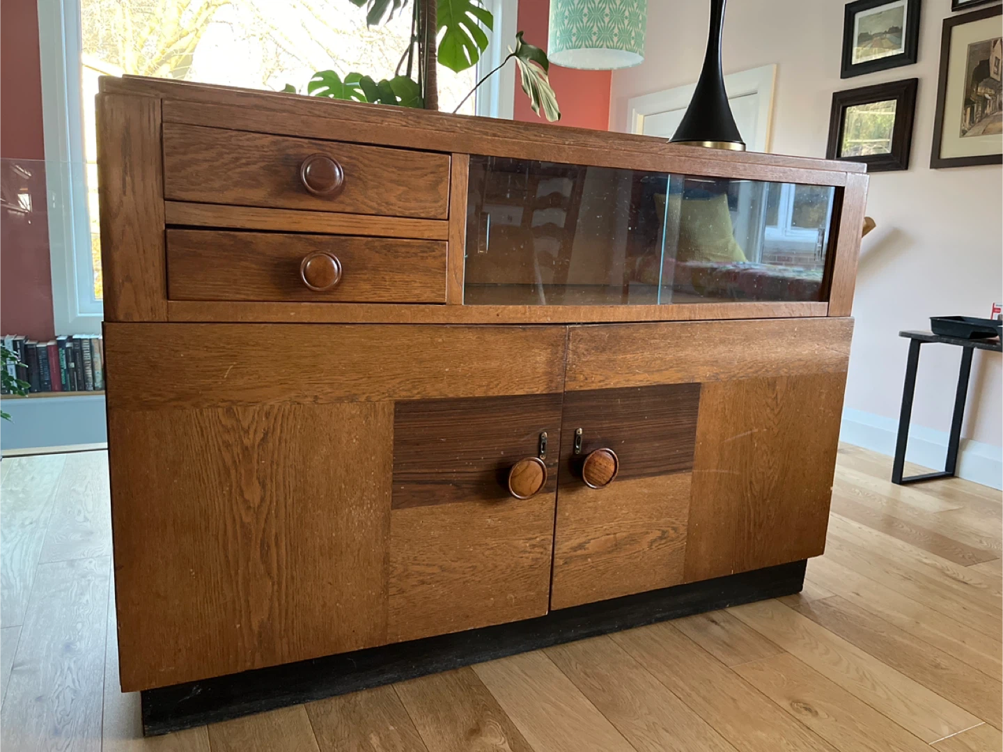 Vintage Wooden Sideboard with Glass Display - photo 3