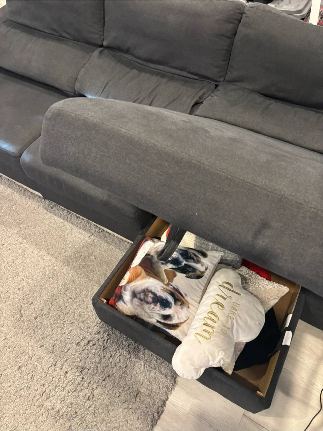 Grey Sectional Sofa with Storage image indicator(8)