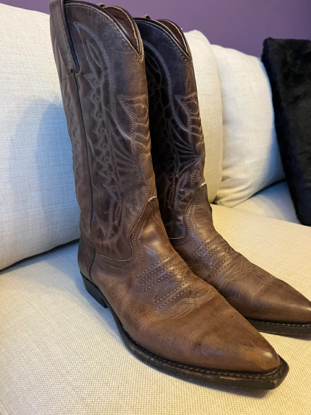 Women's Brown Leather Cowboy Boots image indicator(2)