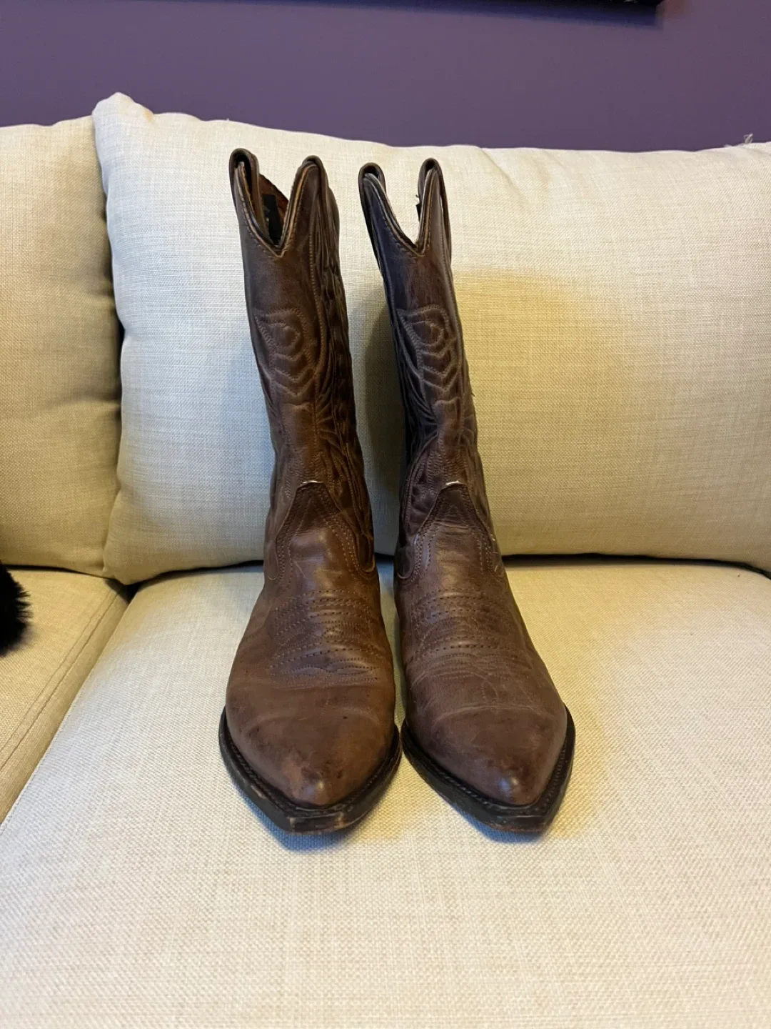 Women's Brown Leather Cowboy Boots