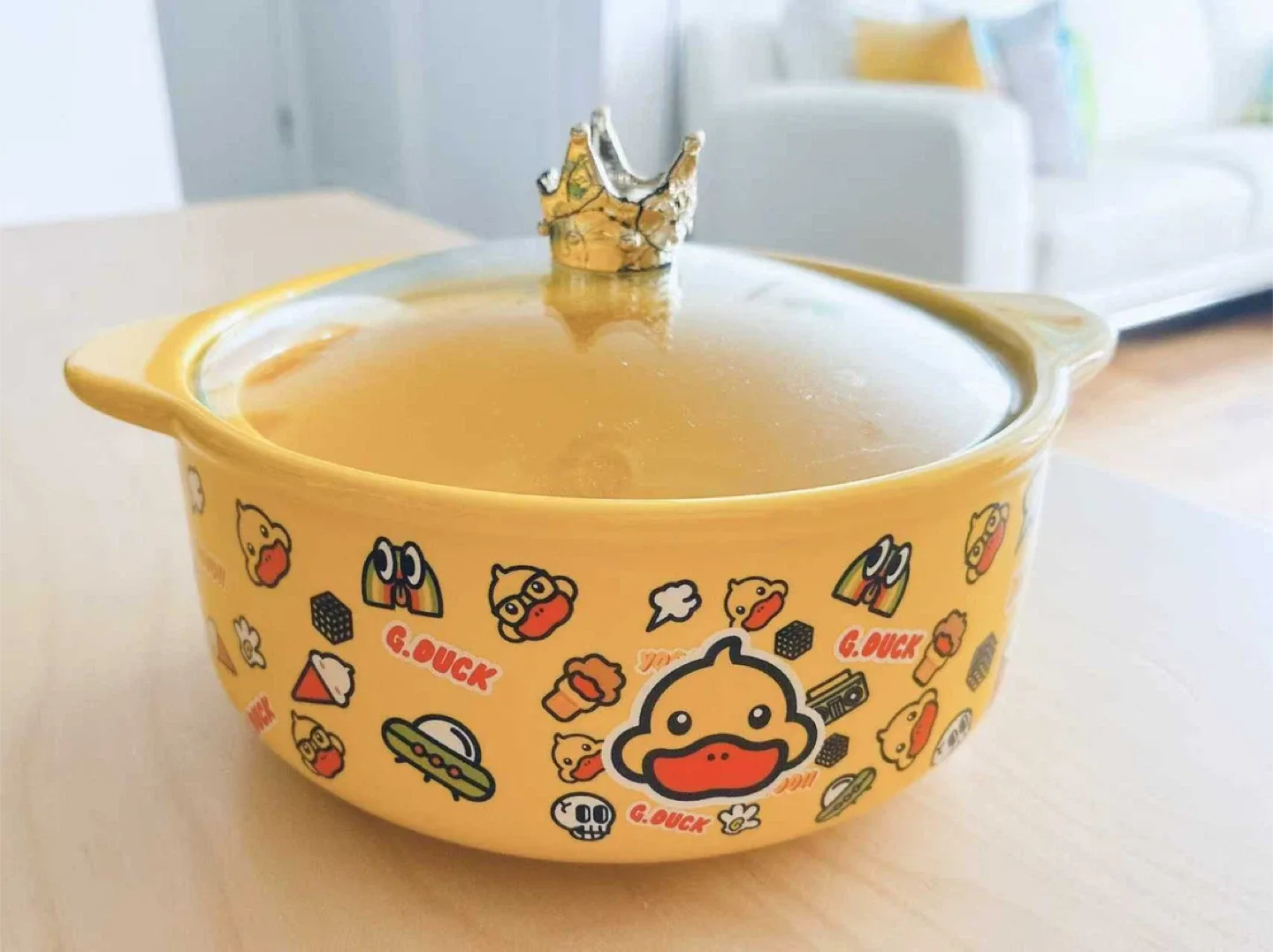 G.Duck Yellow Ceramic Pot with Lid