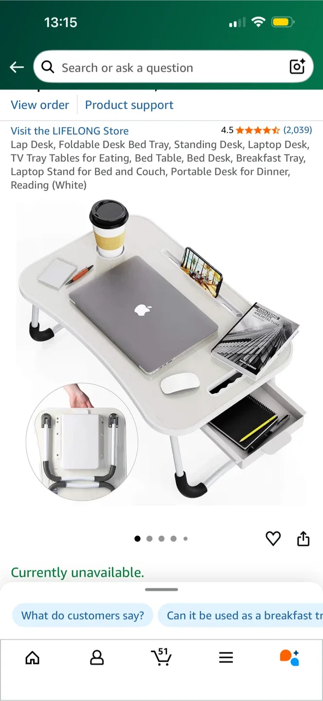 Foldable Lap Desk - Bed Tray Table