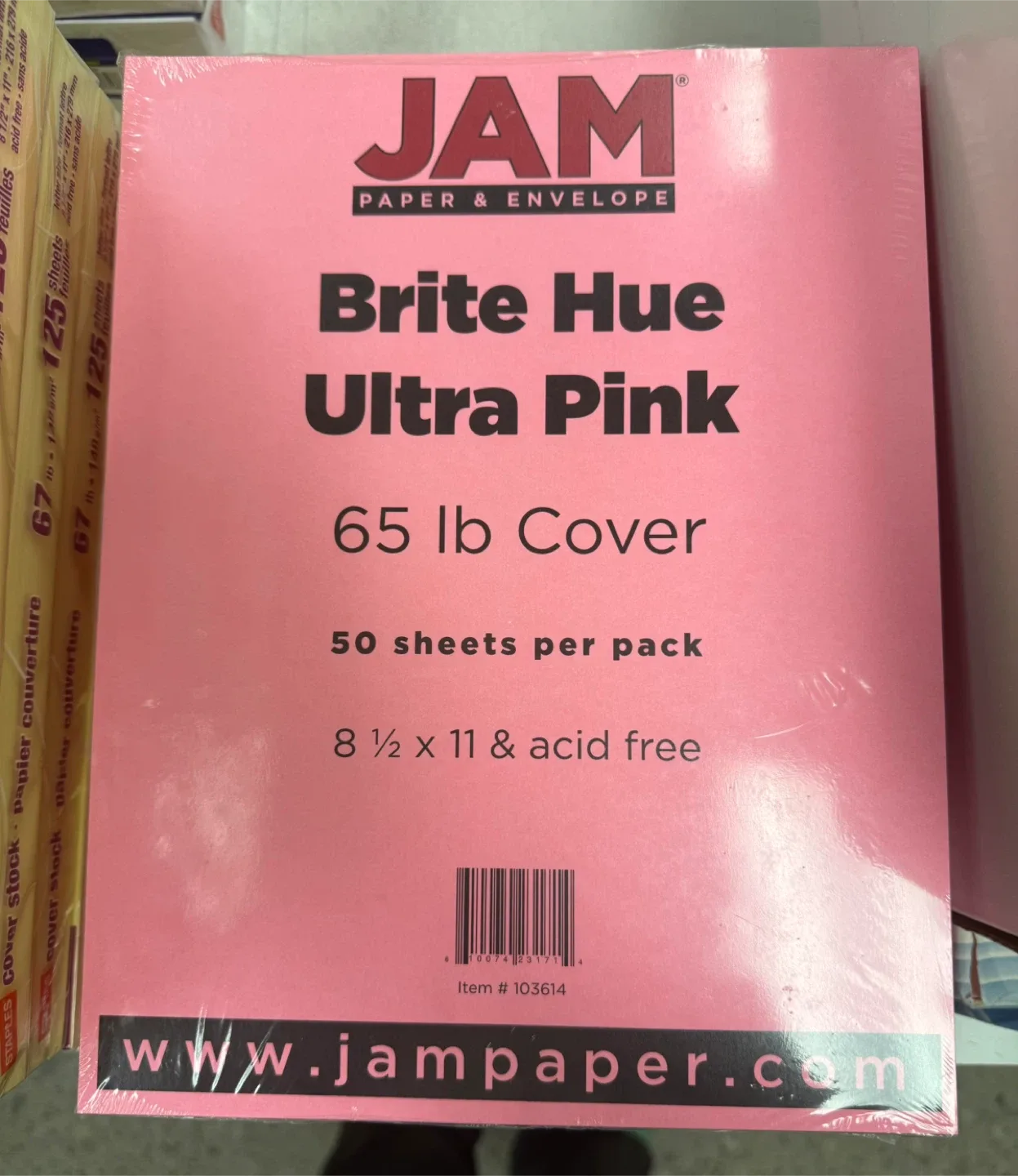 JAM Paper Brite Hue Colour, 8.5X11 Ultra Pink 65 lb Cover NEW
