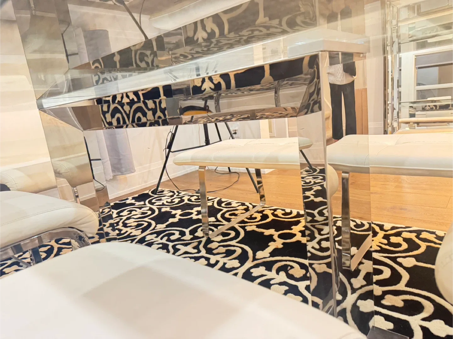 Glass Dining Table Set with 6 Chairs & Bench image indicator(2)