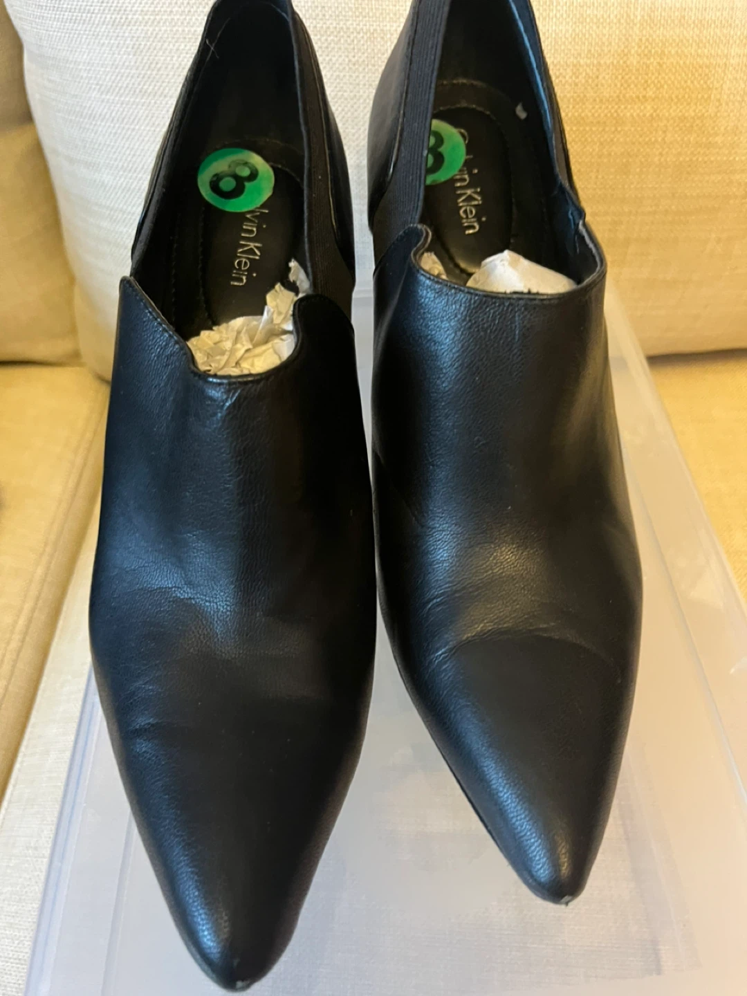 Calvin Klein Black Leather Heels - Size 8 - photo 3