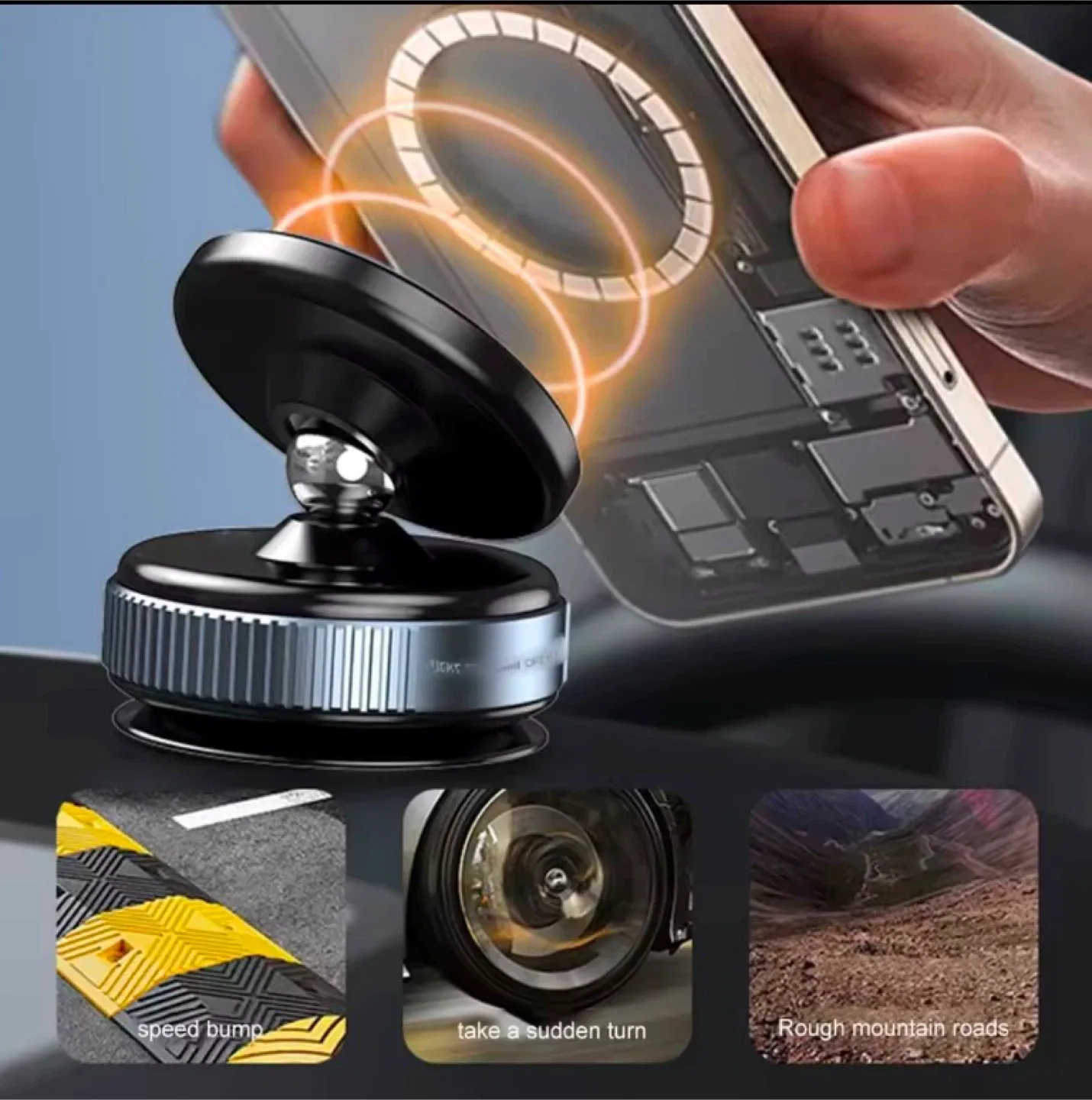 Magnetic-Vacuum Adsorption Car Mobile Mount (NEW) image indicator(6)