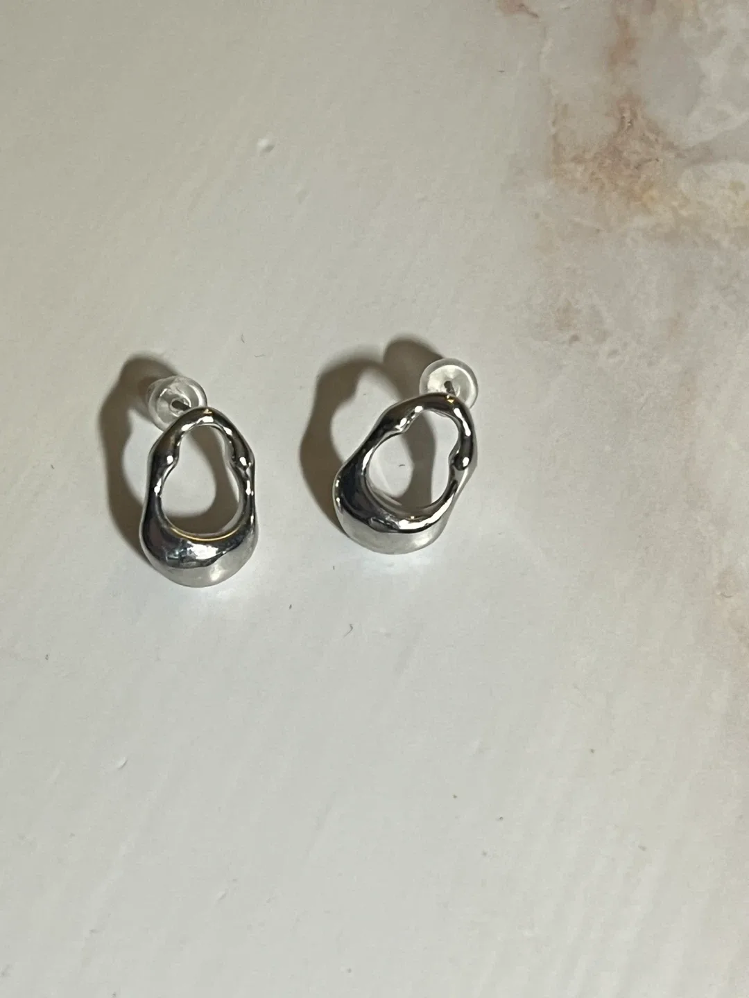 Silver Tone Abstract Earrings