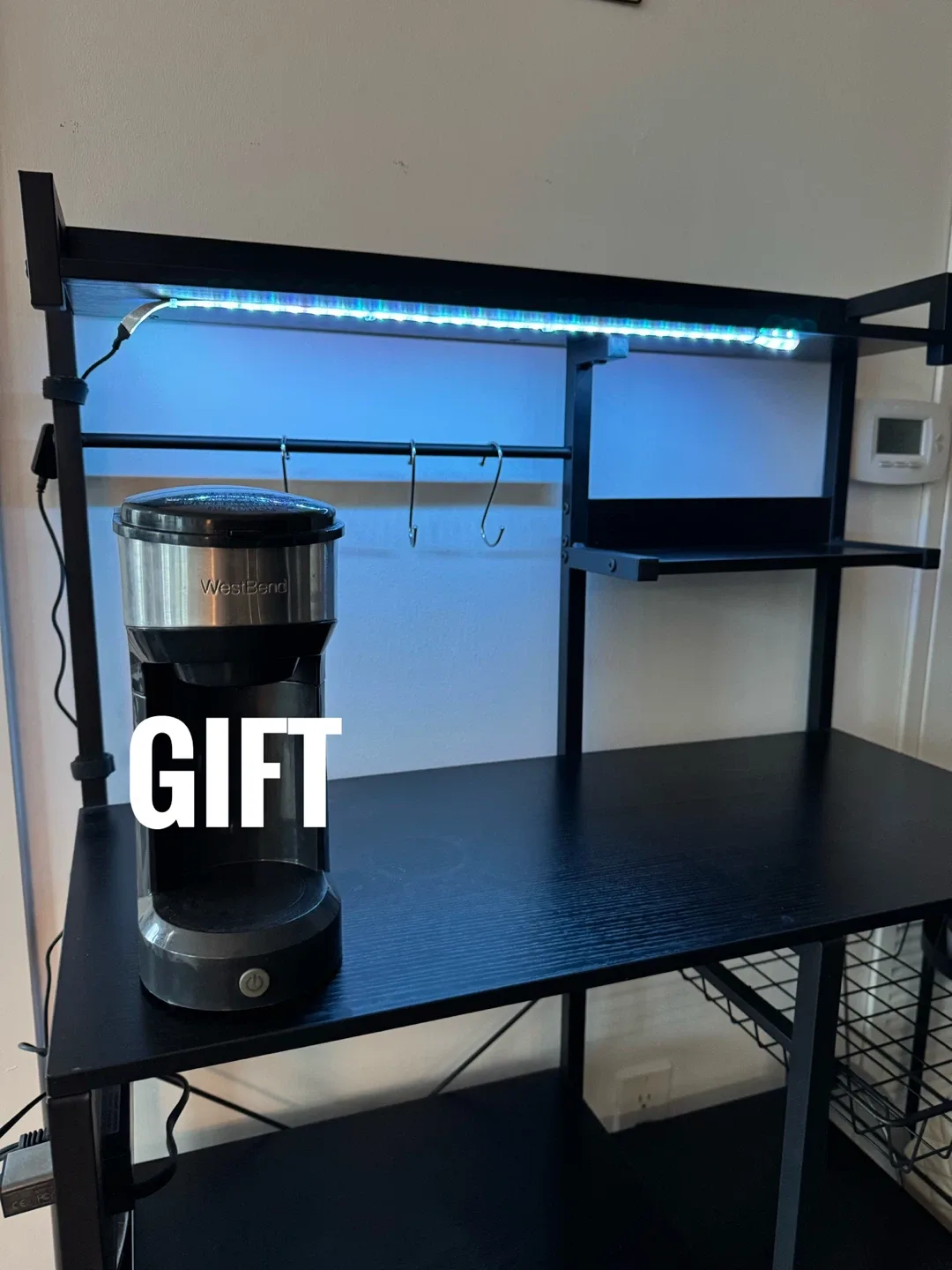 Black Kitchen Baker's Rack with LED Light image indicator(3)