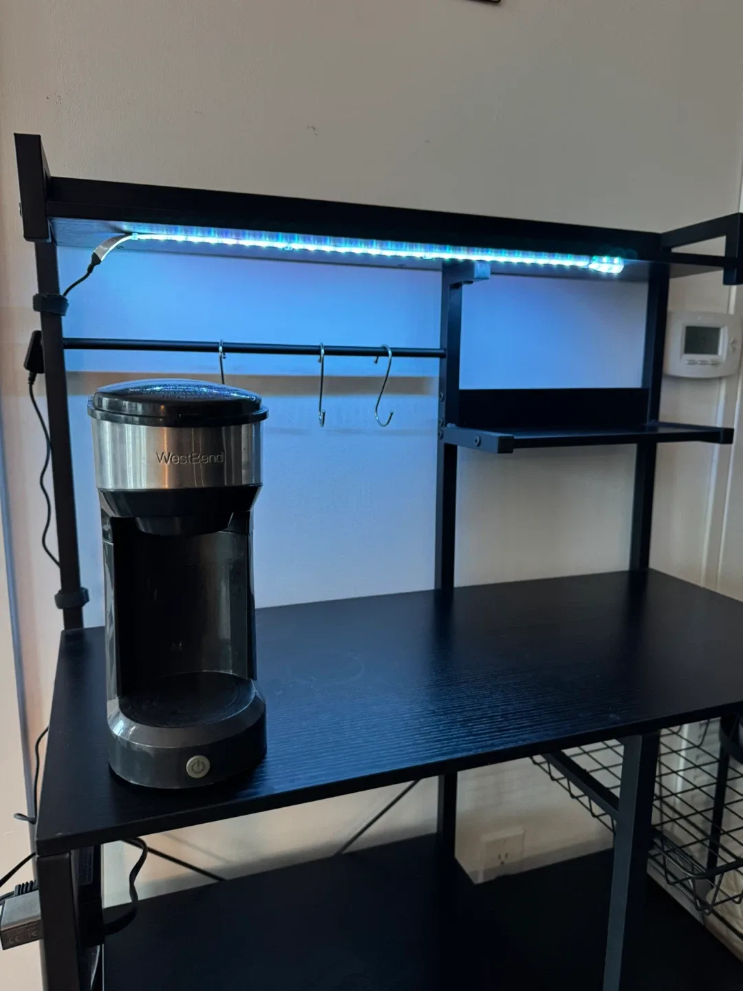 Black Kitchen Baker's Rack with LED Light image indicator(2)