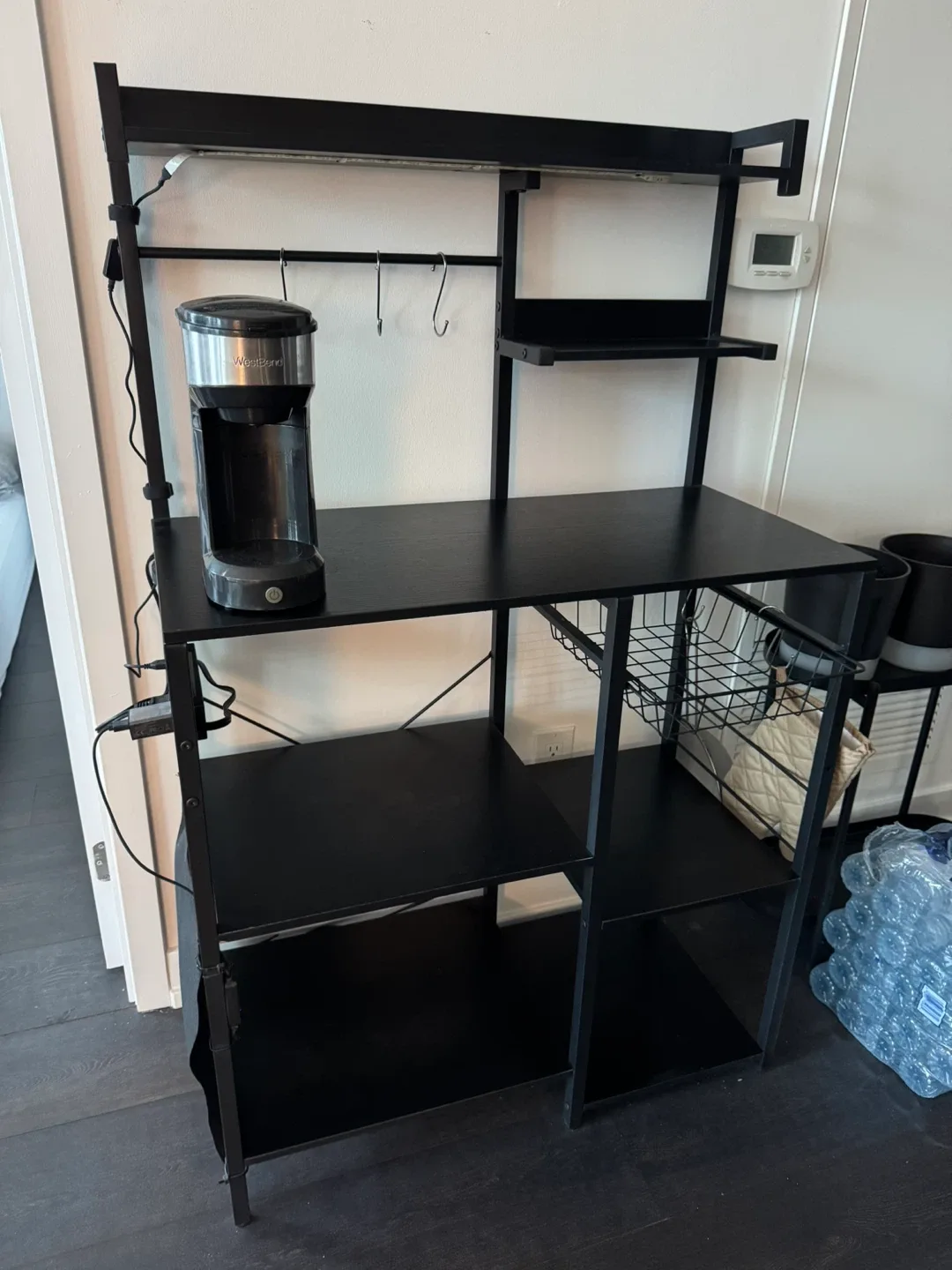 Black Kitchen Baker's Rack with LED Light