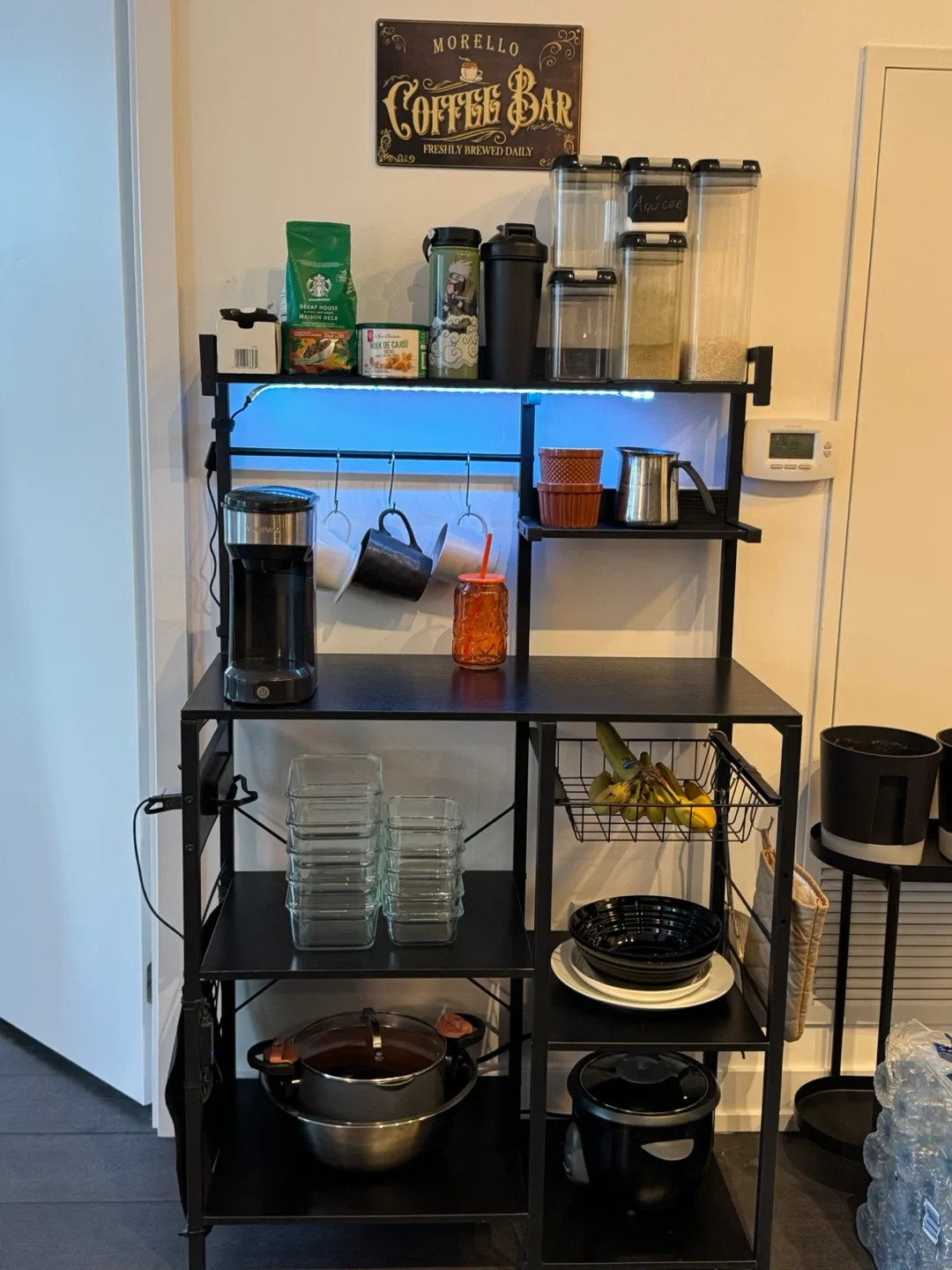 Black Kitchen Baker's Rack with LED Light image indicator(7)