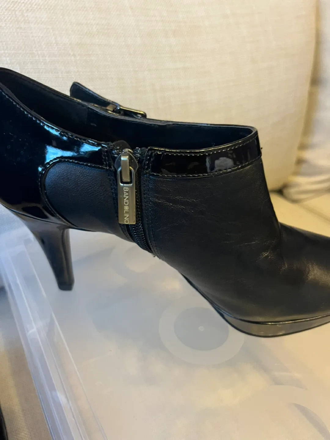 Bandalino Black Leather Heeled Booties image indicator(4)