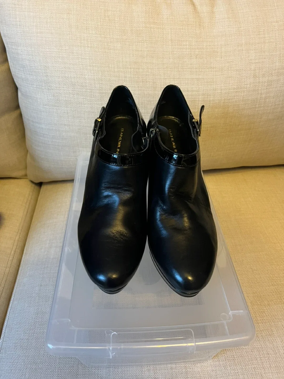 Bandalino Black Leather Heeled Booties