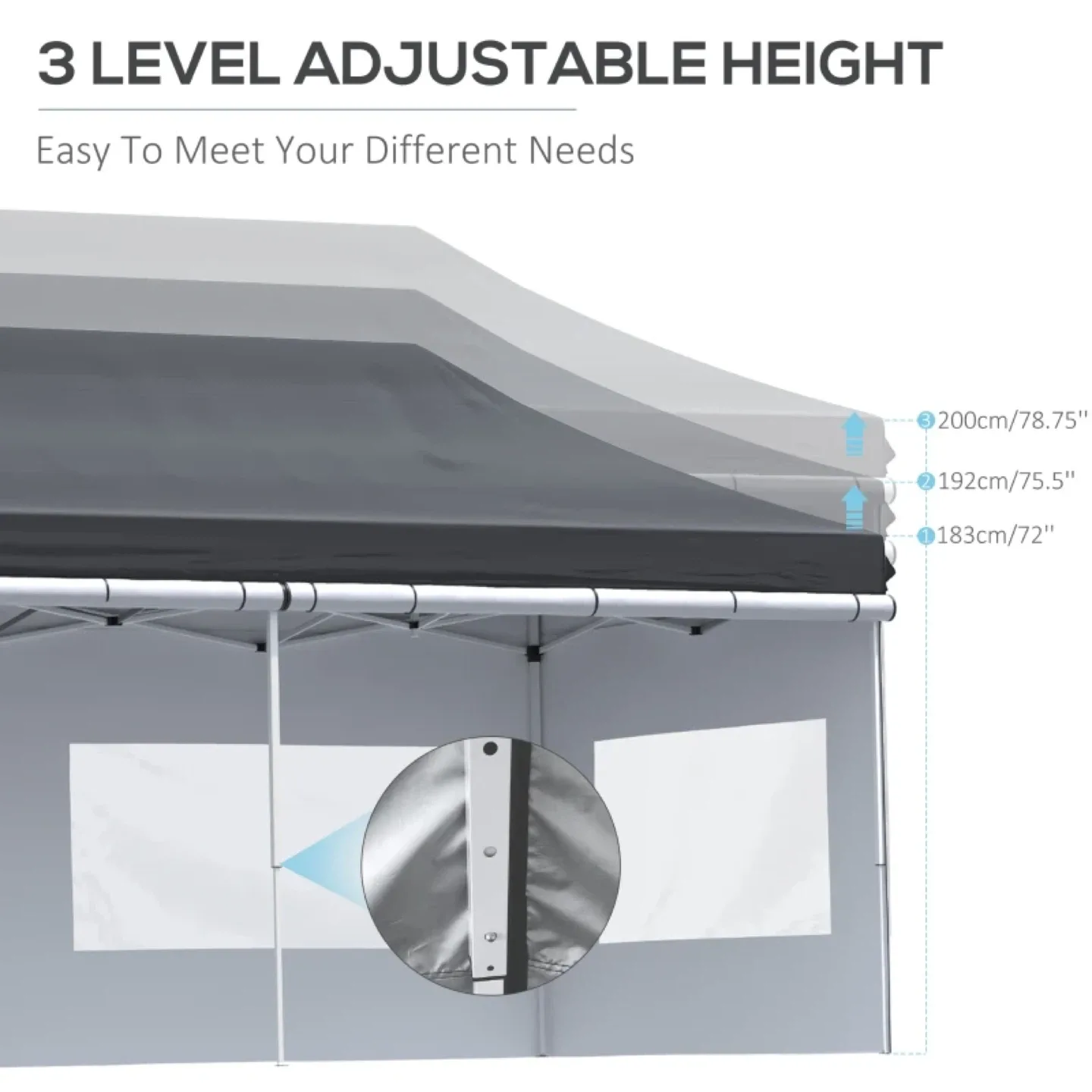 Outsunny 20' x 10' Folding Pop Up Canopy Tent with Sidewalls image indicator(6)