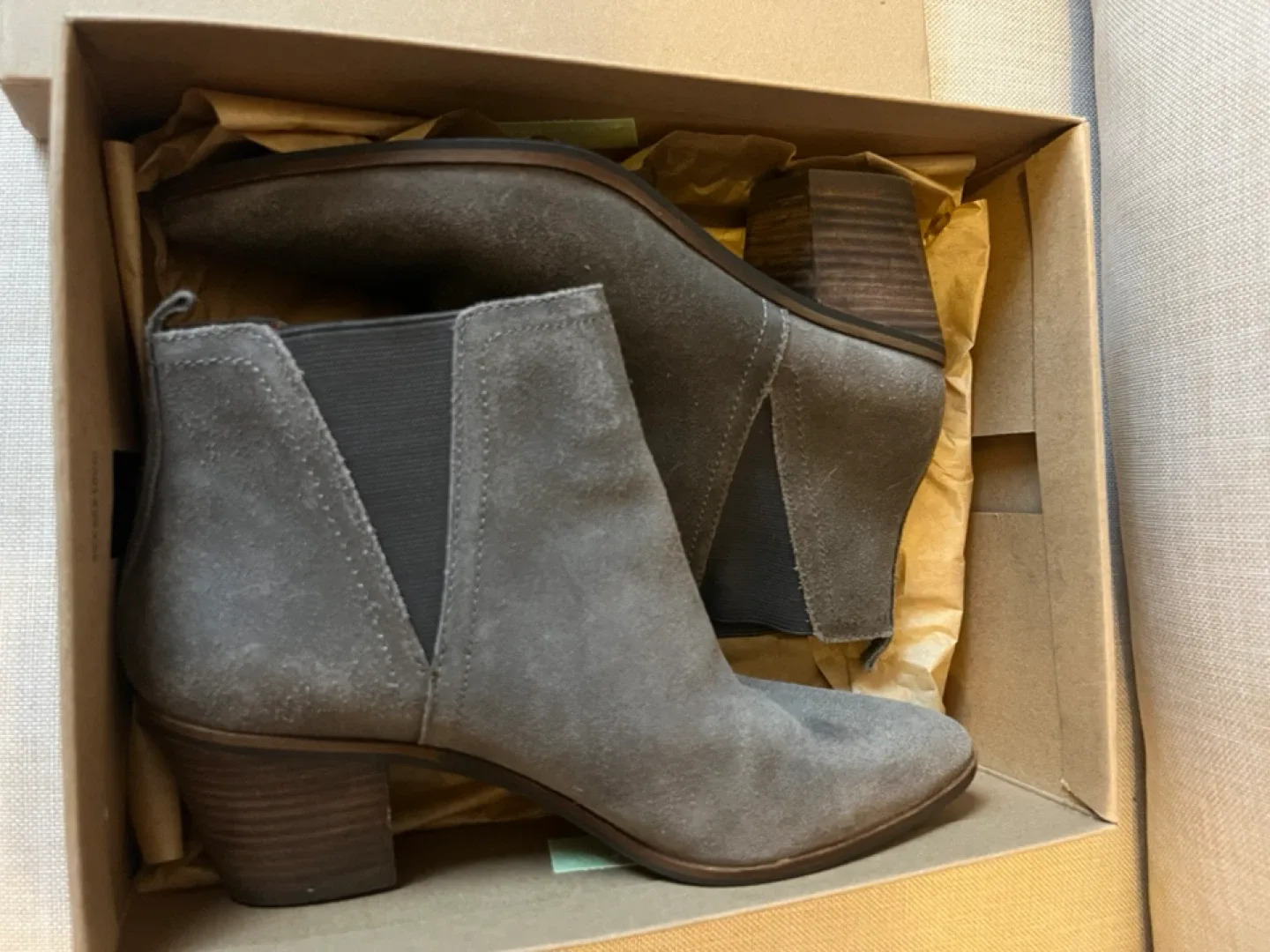 Lucky Brand Gray Suede Heeled Booties image indicator(5)