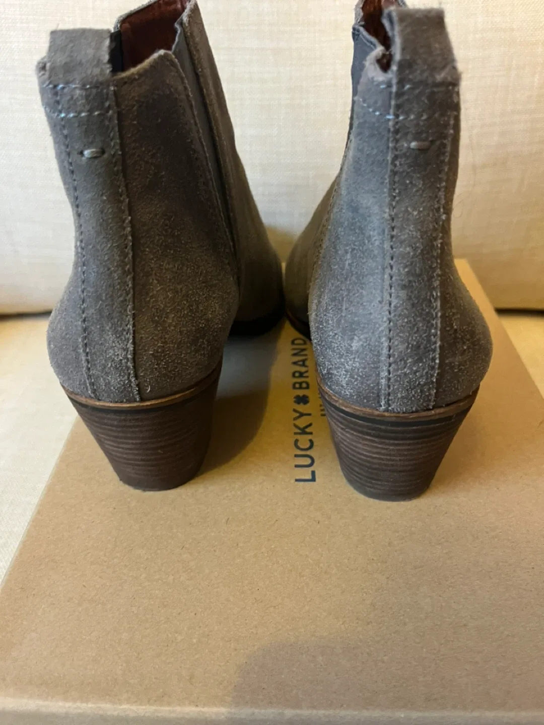Lucky Brand Gray Suede Heeled Booties image indicator(3)