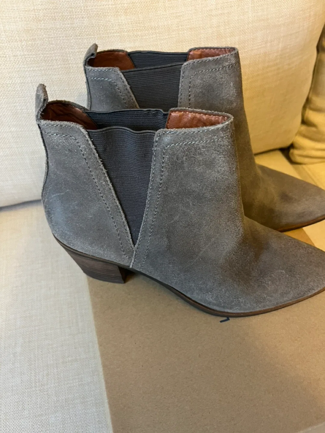 Lucky Brand Gray Suede Heeled Booties image indicator(2)