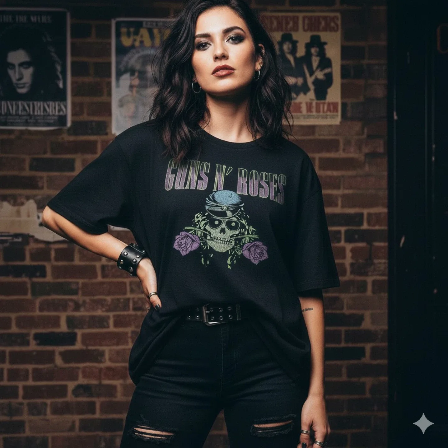 Guns N Roses Graphic Band T Shirt Black Womens Size XL Unisex