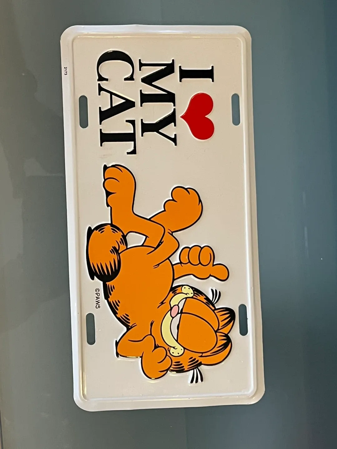 Garfield 'I ❤️ My Cat' License Plate