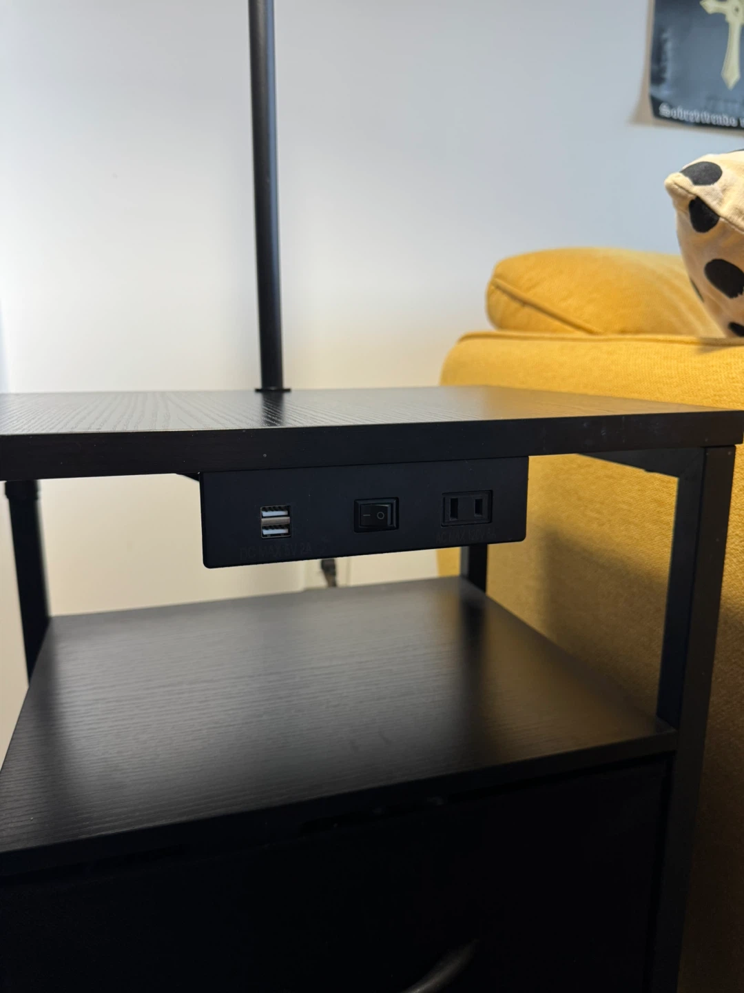 Black nightstand with Lamp & USB Ports - photo 5